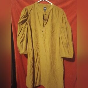 GAP Puff Sleeve Corduroy Mini Dress Holiday Brown Size Large